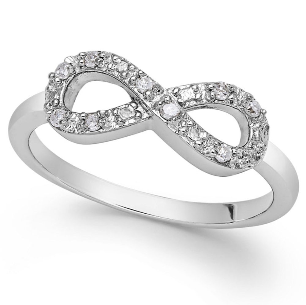 Elegant Silver Infinity Ring with Sparkling Stones